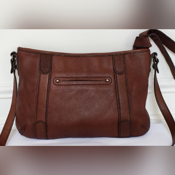 Vintage Y2K Brown Red Leather Studed Crossbody Bag Moto Boho Grunge - Picture 6 of 13